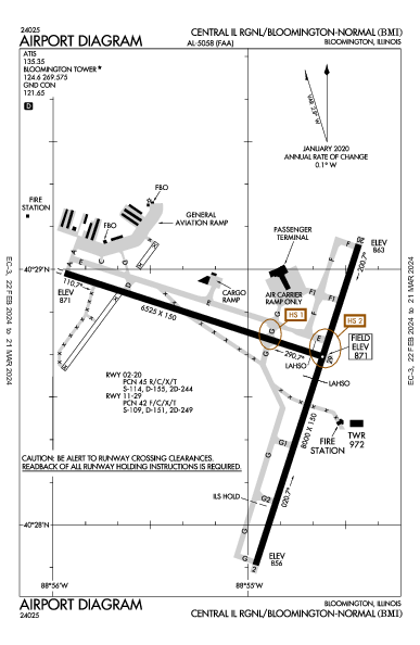 Cent II Rgnl Bloomington/Normal, IL (KBMI): AIRPORT DIAGRAM (APD)