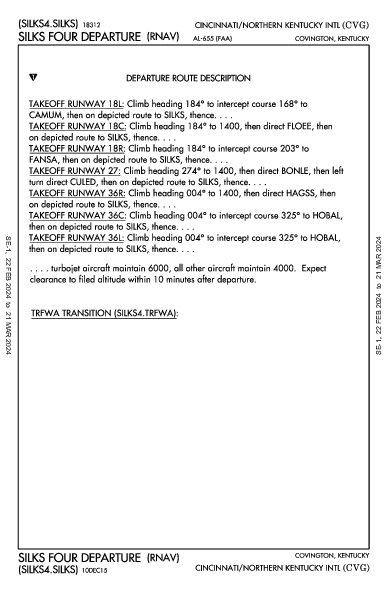 internazionale Cincinnati Hebron, KY (KCVG): SILKS FOUR (RNAV) (DP)