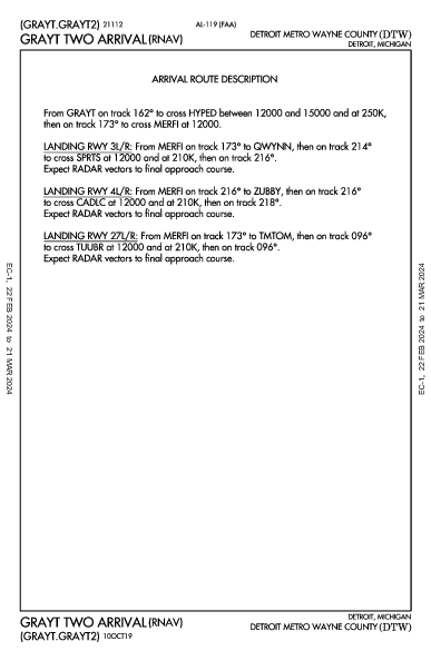 Int'l di Detroit Detroit, MI (KDTW): GRAYT TWO (RNAV) (STAR)