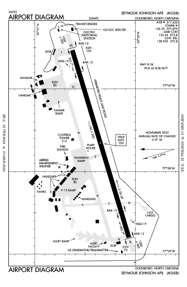 Seymour Johnson Afb Goldsboro, NC (KGSB): AIRPORT DIAGRAM (APD)