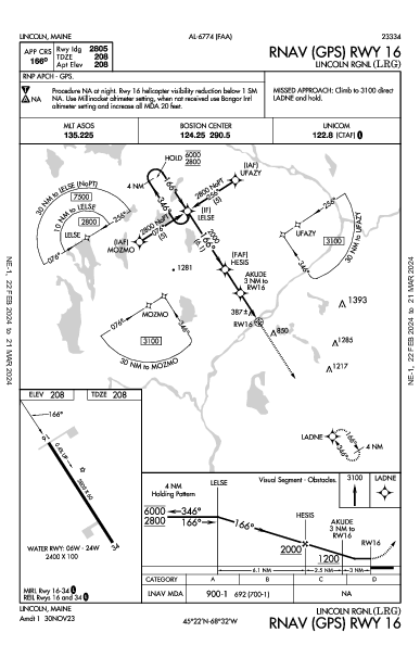 Lincoln Rgnl Lincoln, ME (KLRG): RNAV (GPS) RWY 16 (IAP)