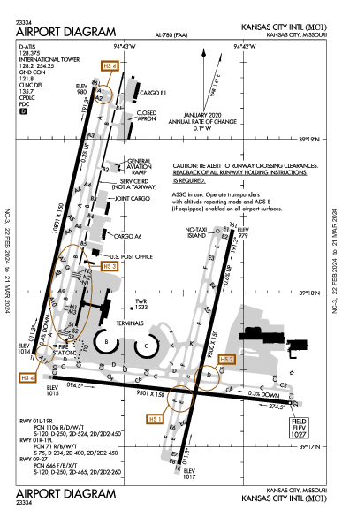 Int'l di Kansas City Kansas City, MO (KMCI): AIRPORT DIAGRAM (APD)