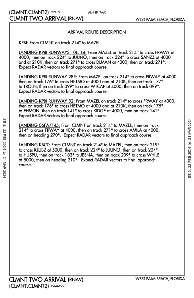 Int'l di Palm Beach West Palm Beach, FL (KPBI): CLMNT TWO (RNAV) (STAR)