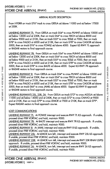 Int'l di Phoenix Phoenix, AZ (KPHX): HYDRR ONE (RNAV) (STAR)