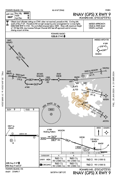 internazionale di Pohnpei Pohnpei Island,  (PTPN): RNAV (GPS) X RWY 09 (IAP)