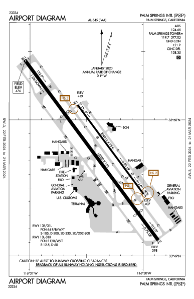 Int'l di Palm Springs Palm Springs, CA (KPSP): AIRPORT DIAGRAM (APD)