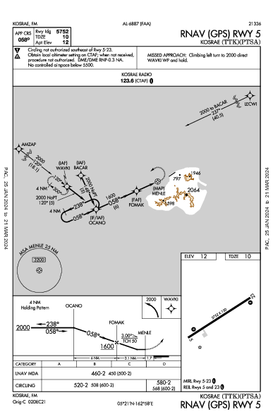 Int'l di Kosrae Kosrae,  (PTSA): RNAV (GPS) RWY 05 (IAP)