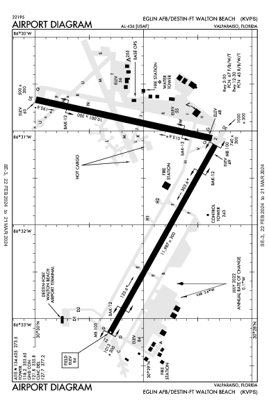Eglin AFB/Destin-Ft Walton Beach Valparaiso/Destin-Ft Walton Beach, FL (KVPS): AIRPORT DIAGRAM (APD)